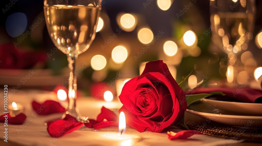 Candlelit Dinner with Roses, Hearts, and Soft Textures Candlelit Dinner with Roses, Hearts, and Soft Textures