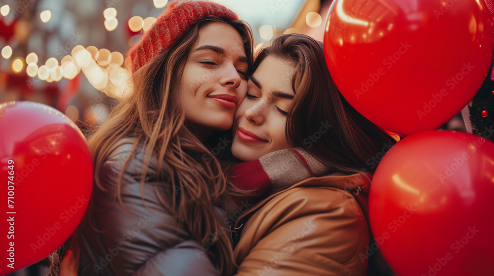 happy two woman together , ai happy two woman together , ai