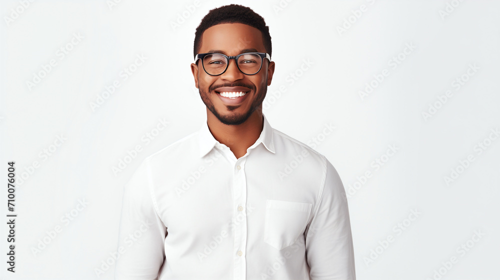 A man with a welcoming smile and stylish eyewear stands confidently in a white shirt, against a white backdrop, emphasizing a minimalist yet powerful presence A man with a welcoming smile and stylish eyewear stands confidently in a white shirt, against a white backdrop, emphasizing a minimalist yet powerful presence