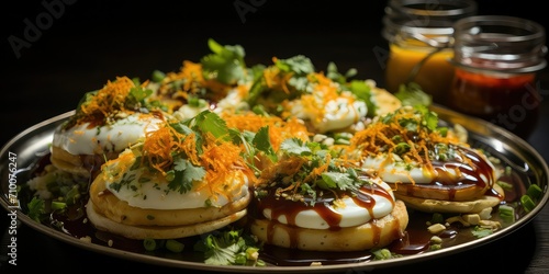 Dahi Puri Extravaganza - Crispy Shells, Tangy Yogurt, and Chutneys, a Culinary Carnival 
