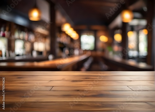 Bar, wooden counter with blurred bar background, ideal for creating banners and image manipulation © Fernando Sanso
