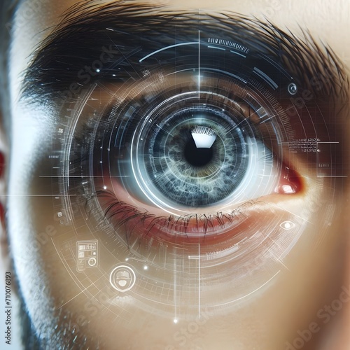 Olho, alvo tecnológico, inteligência artificial, ai, futurista, futuro próximo, digital do olho photo