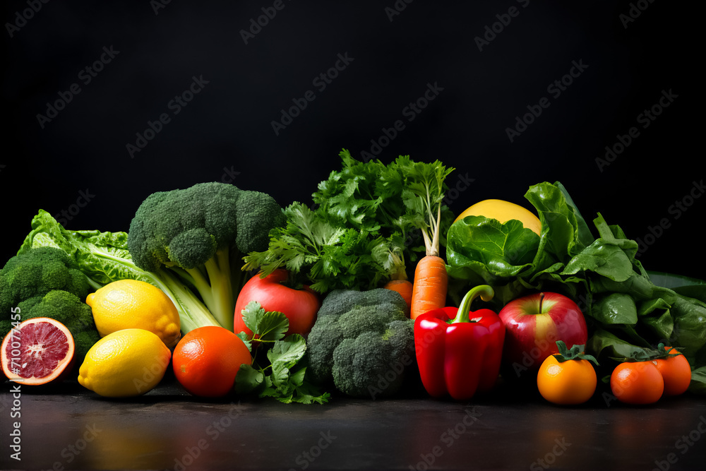 fresh vegetables on a black background fresh vegetables on a black background