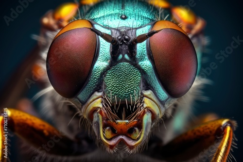 Hyperrealistic Macro of Robber Fly Facial Details © Andrii