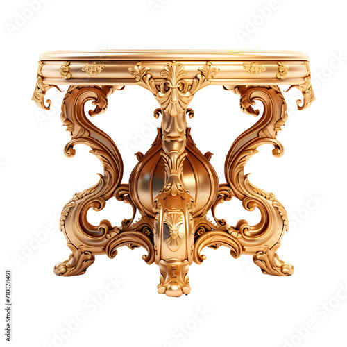 Royal round golden table isolated on transparent background