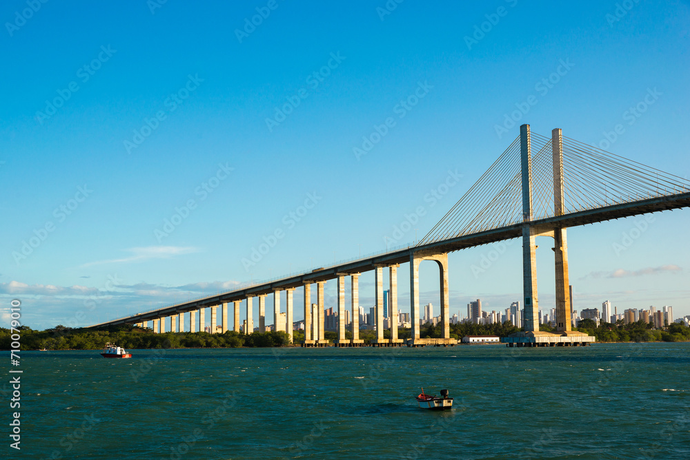 Fototapeta premium Newton Navarro Bridge Over the Potenji River in Natal City, Brazil