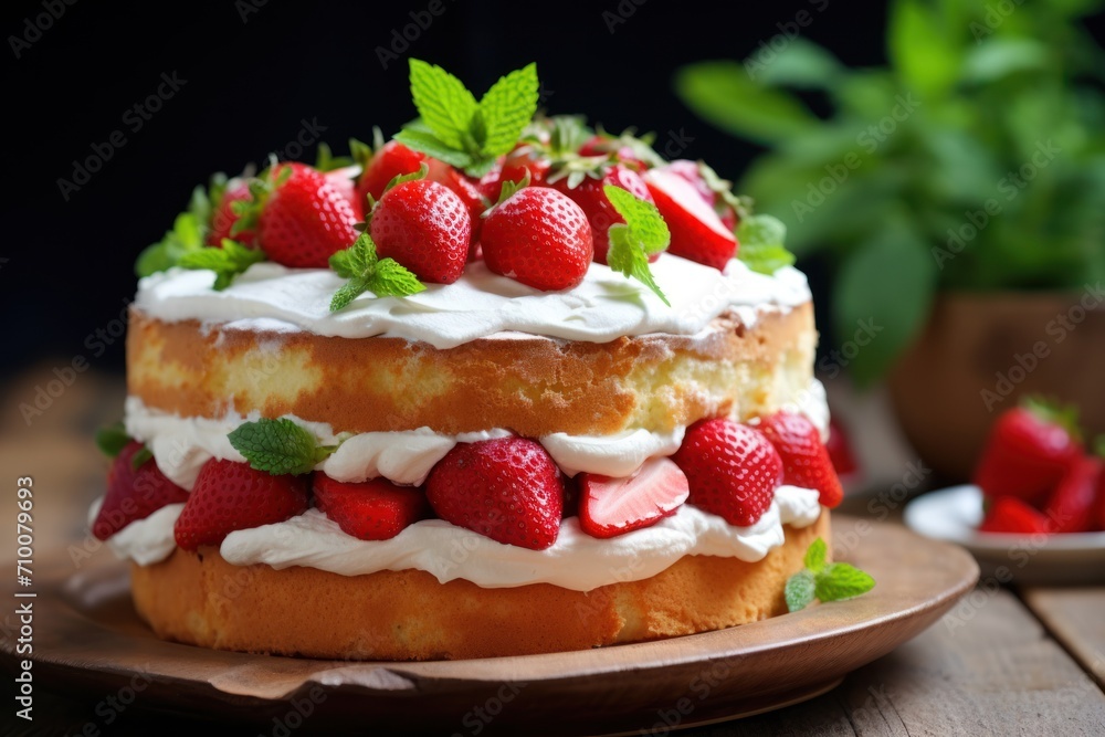 Strawberry Summer Cake with Cream Cheese and Fresh Strawberries Strawberry Summer Cake with Cream Cheese and Fresh Strawberries