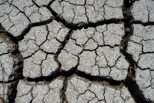 dry and cracked floor of dry river of caldera grande in the city of Barreiro.