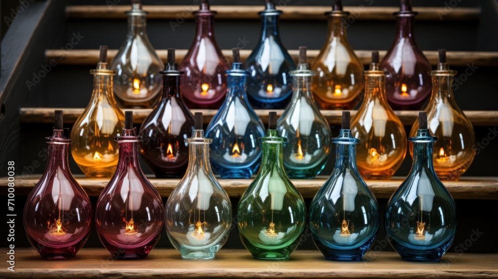 Oil lamps set on the stairs UHD wallpaper Oil lamps set on the stairs UHD wallpaper