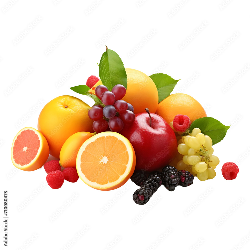 Mixed fruits isolated on transparent background Mixed fruits isolated on transparent background