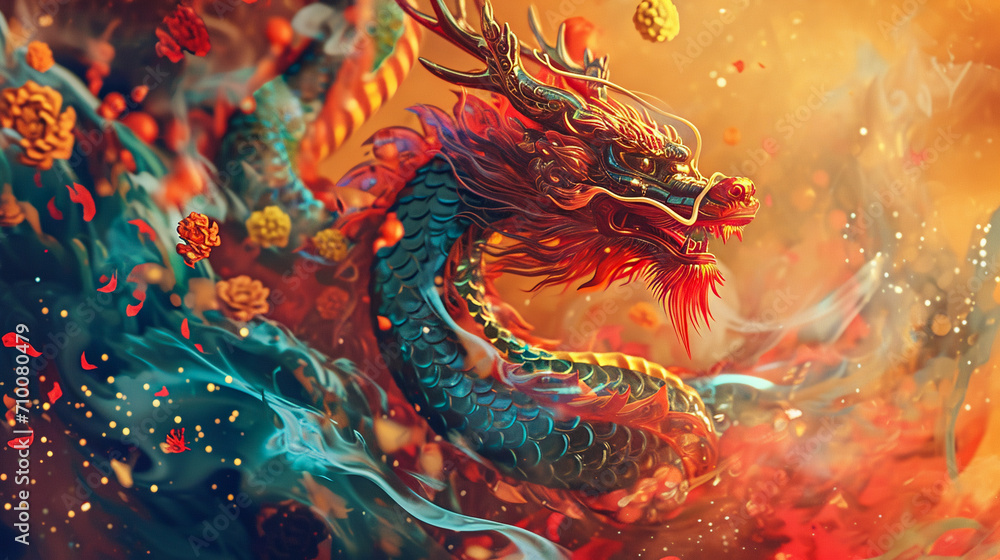 Chinese Zodiac Animals: Illustration of the Majestic Dragon in All Its Glory for the New Year Chinese Zodiac Animals: Illustration of the Majestic Dragon in All Its Glory for the New Year