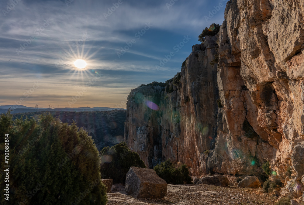 the ravine of celumbres in the mountains of castellon at sunset, spain