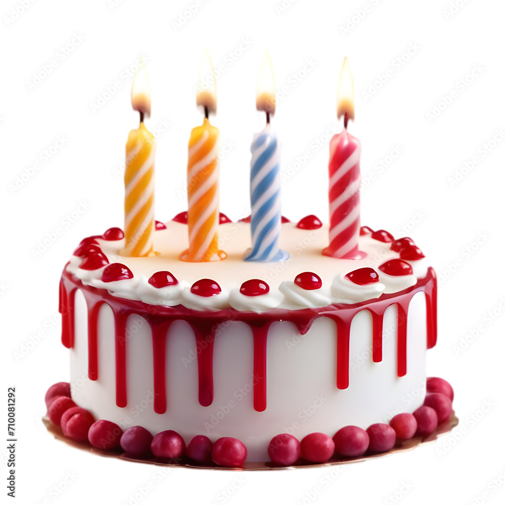 birthday cake with candles on transparent background Stock Photo ...