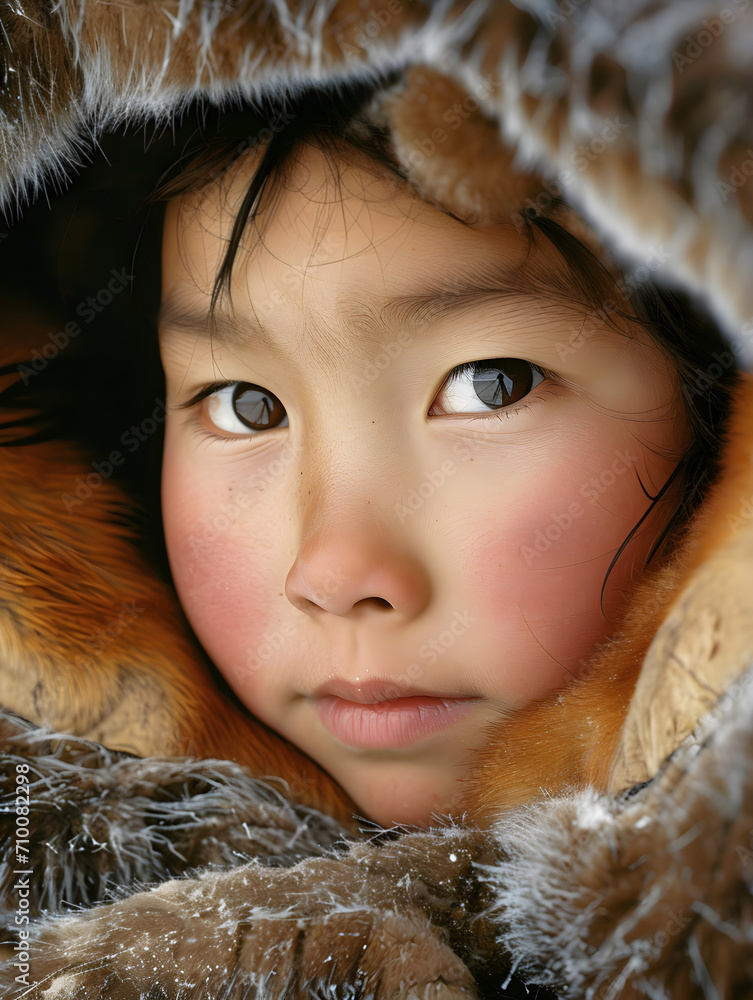 studio portrait of an Inuit child studio portrait of an Inuit child
