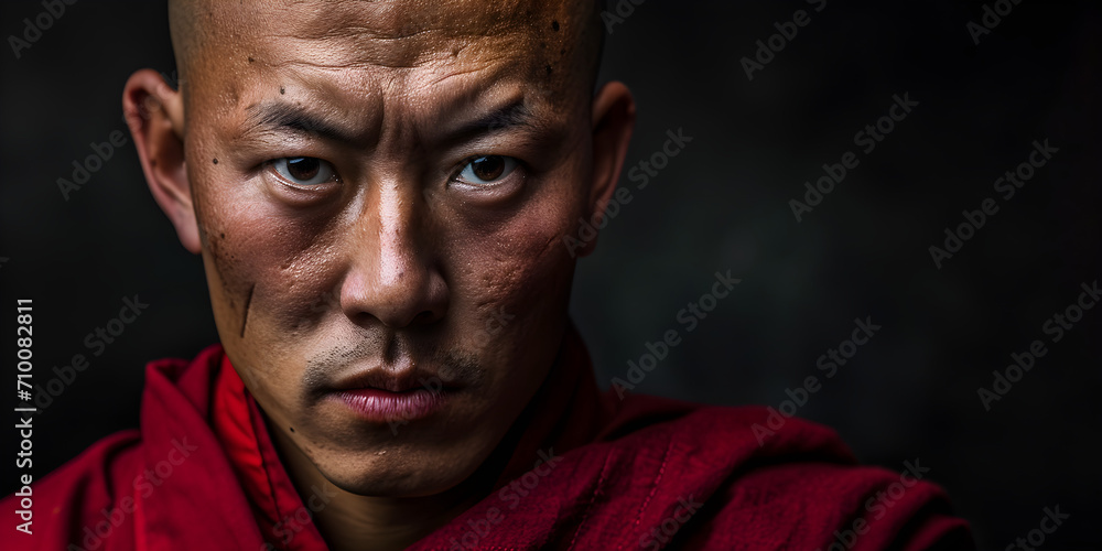 studio portrait of an shaolin monk 