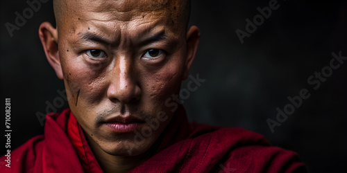 studio portrait of an shaolin monk 