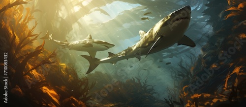 Sharks guarding Californian kelp forests. © TheWaterMeloonProjec