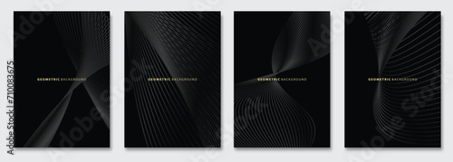 Vector abstract background, creative subtle surface patterns, geometric gradient texture. Deluxe Minimal pattern design. Dark colors. Modern Cover templates set
