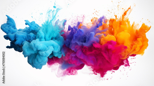 splash of multi-colored powder on a white background. Generative AI © Артур Комис