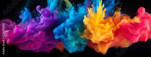 splash of multi-colored powder on a black background. Generative AI © Артур Комис