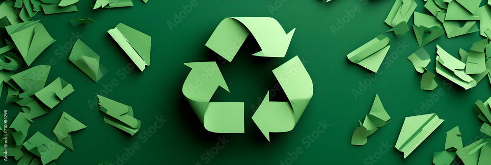 green recycling symbol isolated on green background with copy space green recycling symbol isolated on green background with copy space