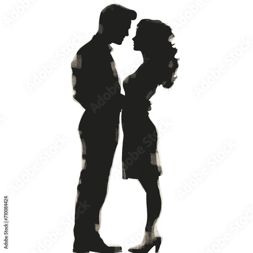 Silhouette of a loving couple, suitable for romantic occasions like Valentine's Day, invitations, or decor.
