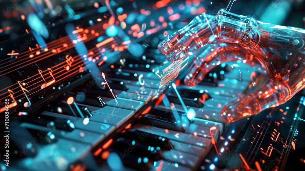 Artificial Intelligence in Music Composition. AI musical staff where