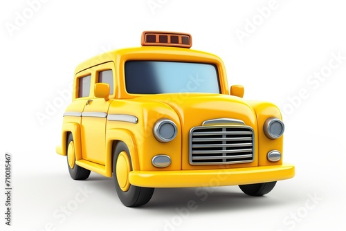 Illustration of cartoon taxi car on white background