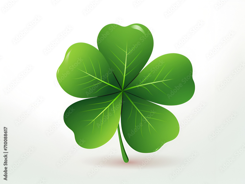 Fototapeta premium Illustration of a green lucky shamrock leaf isolated on white background 