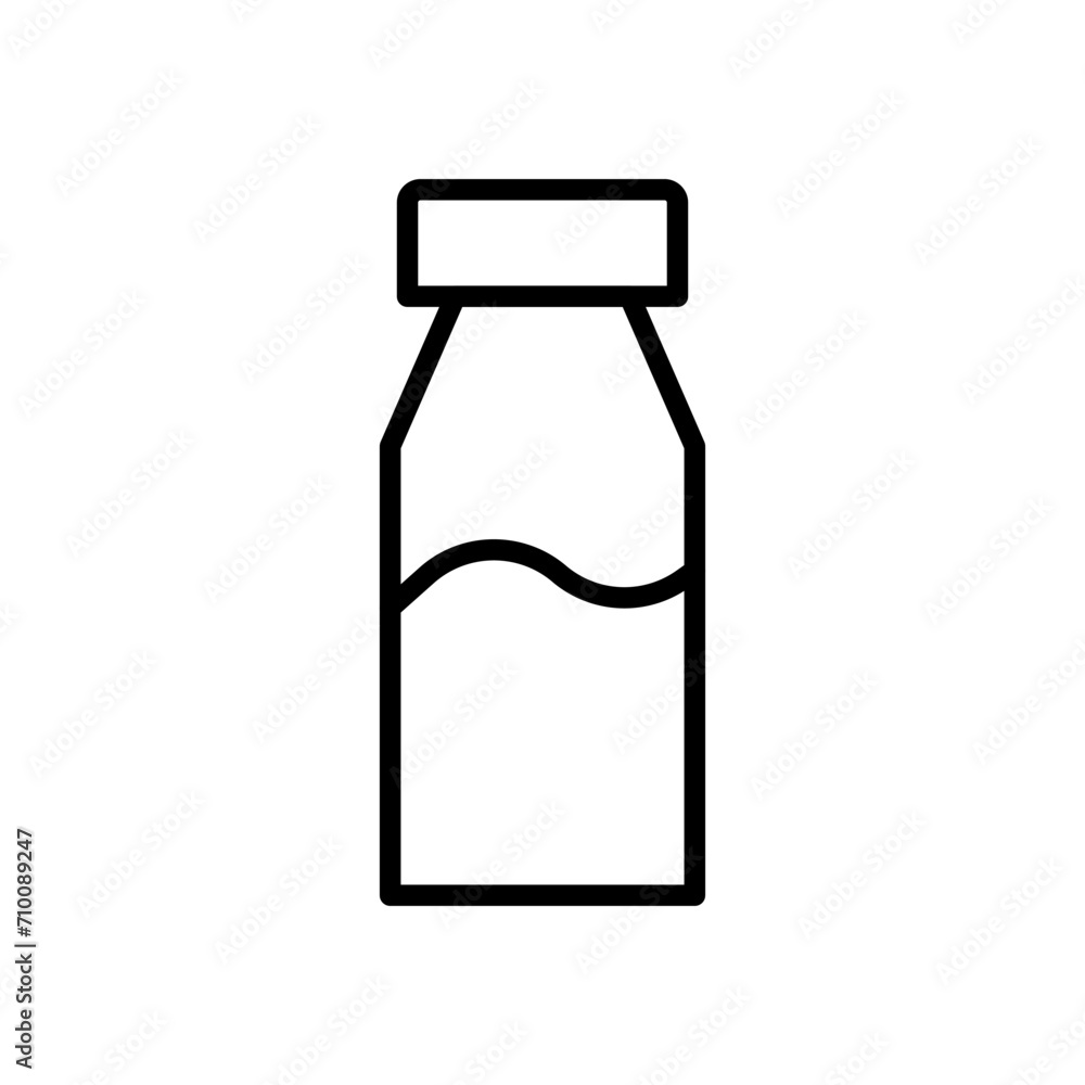 Vector black line icon bottle of milk isolated on white background Vector black line icon bottle of milk isolated on white background