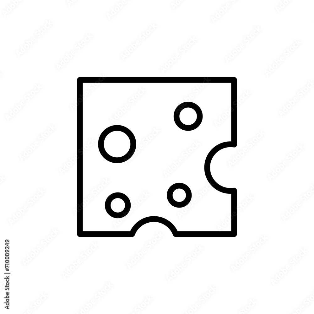 Vector black line icon square cheese with holes isolated on white background Vector black line icon square cheese with holes isolated on white background