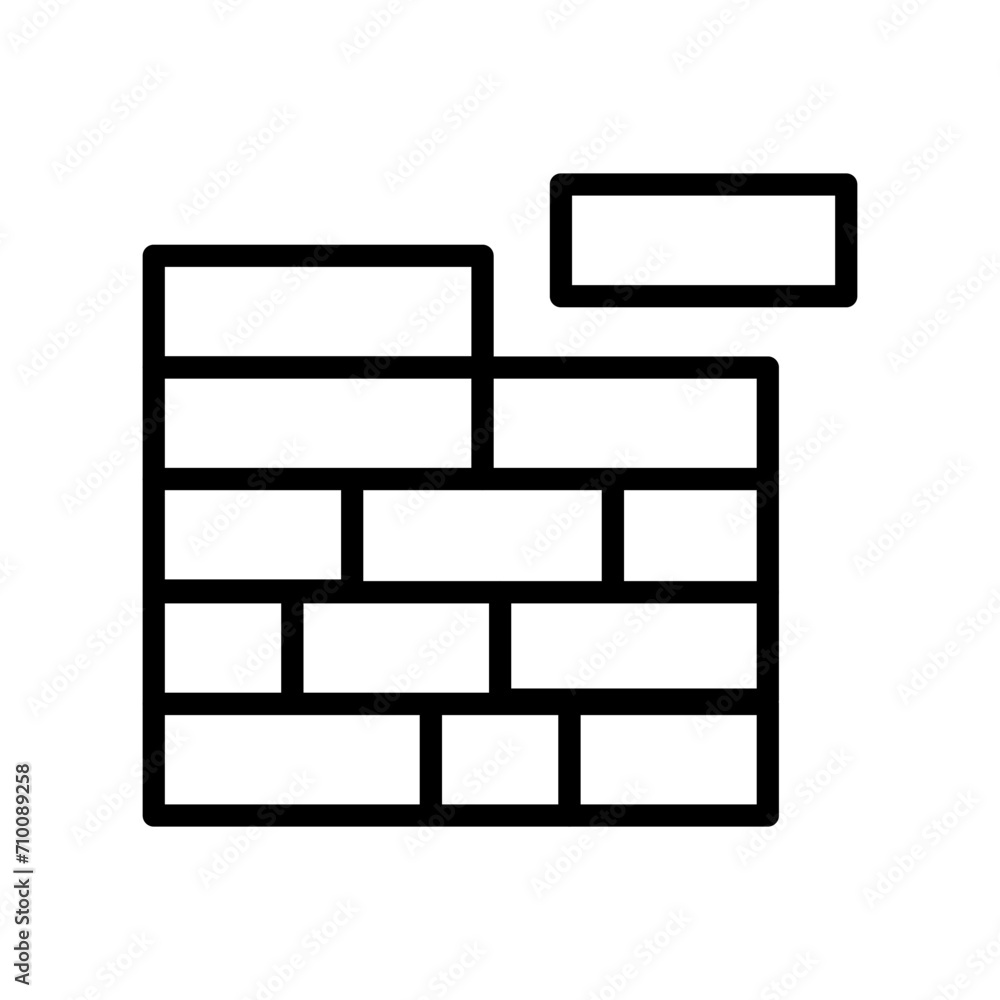 Vector black line icon brick wall isolated on white background Vector black line icon brick wall isolated on white background
