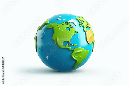 Illustration of cartoon planet earth isolated on white background