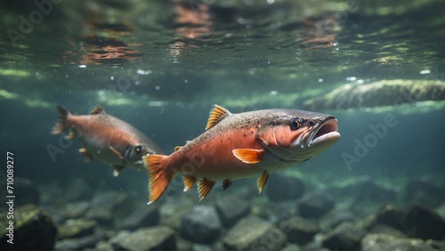 Salmon fish in river  photo