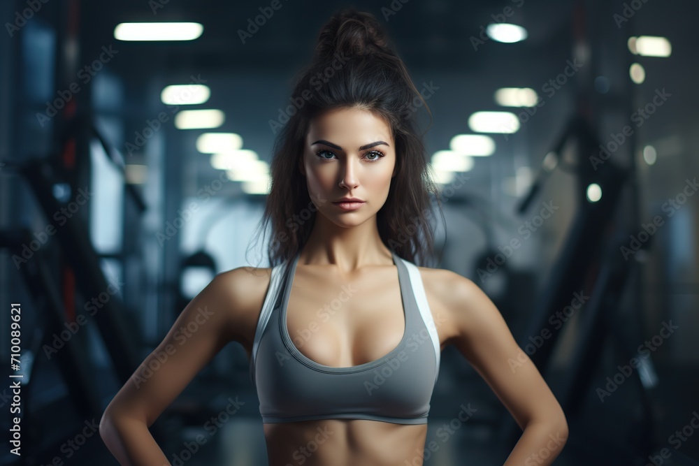 Cute woman in new gym