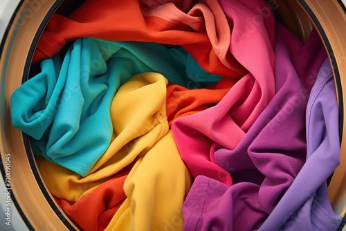 Colorful towels inside the washing machine