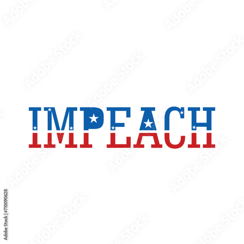 Word IMPEACH in colors of USA flag on white background