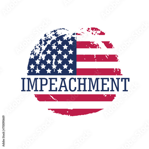 Word IMPEACHMENT and USA flag on white background