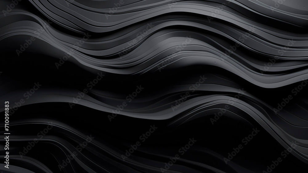 Black abstract wavy background. 3d rendering, 3d illustration. Black abstract wavy background. 3d rendering, 3d illustration.