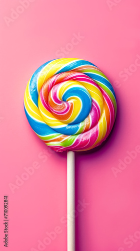 Colorful lollipop on pink background © edojob