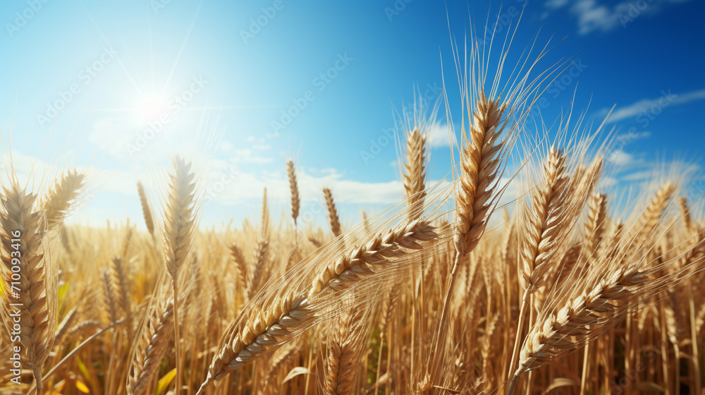 wheat field of agriculture. Wheat field on an agricultural farm.Generative AI wheat field of agriculture. Wheat field on an agricultural farm.Generative AI