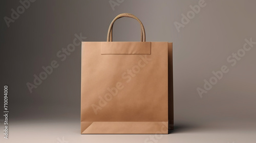 Close up of a brown clean empty clean paper takeout bag isolated on white background.Generative AI
