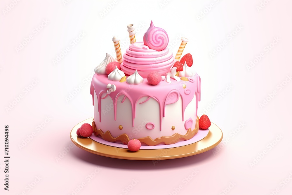 Illustration of birthday cake on white background Illustration of birthday cake on white background