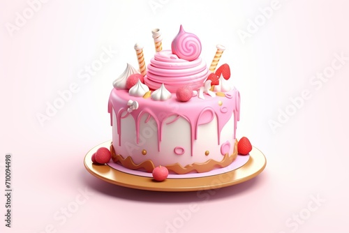 Illustration of birthday cake on white background