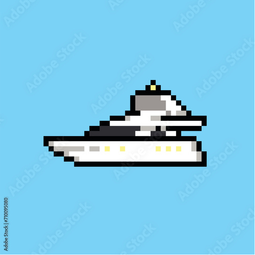 yacht ship icon pixel art