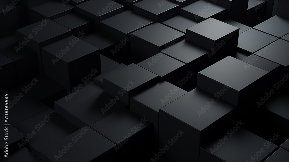 Black cubes. Black abstract geometric background with cubes - obrazy, fototapety, plakaty 