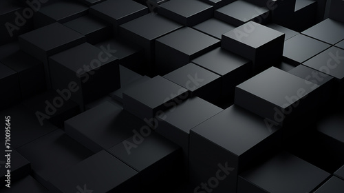 Black cubes. Black abstract geometric background with cubes photo