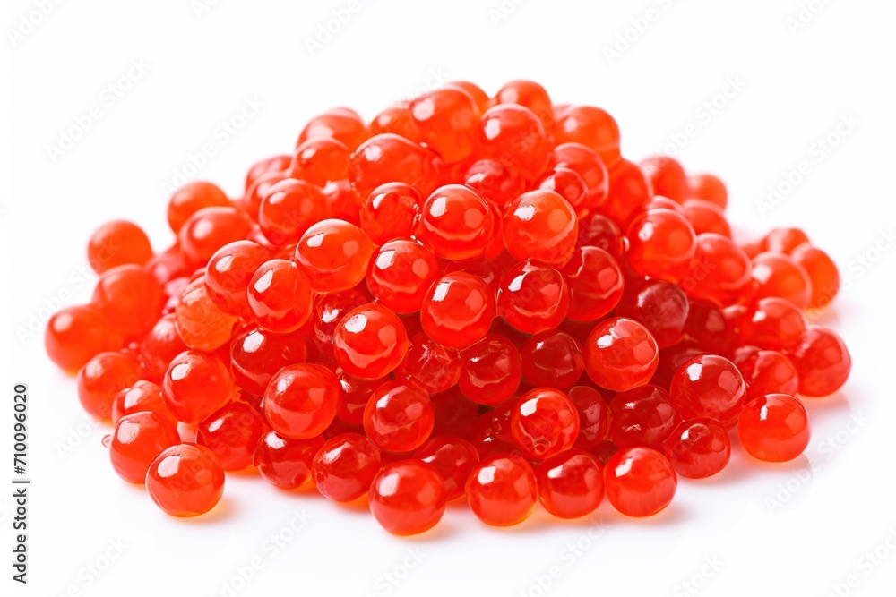 Fresh red caviar on white background Fresh red caviar on white background