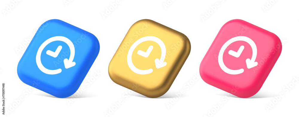 Clock in circle arrow button time countdown deadline chronometer 3d realistic isometric icon Clock in circle arrow button time countdown deadline chronometer 3d realistic isometric icon