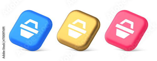 Shop cart digital commercial retail button marketplace global market app design 3d isometric icon